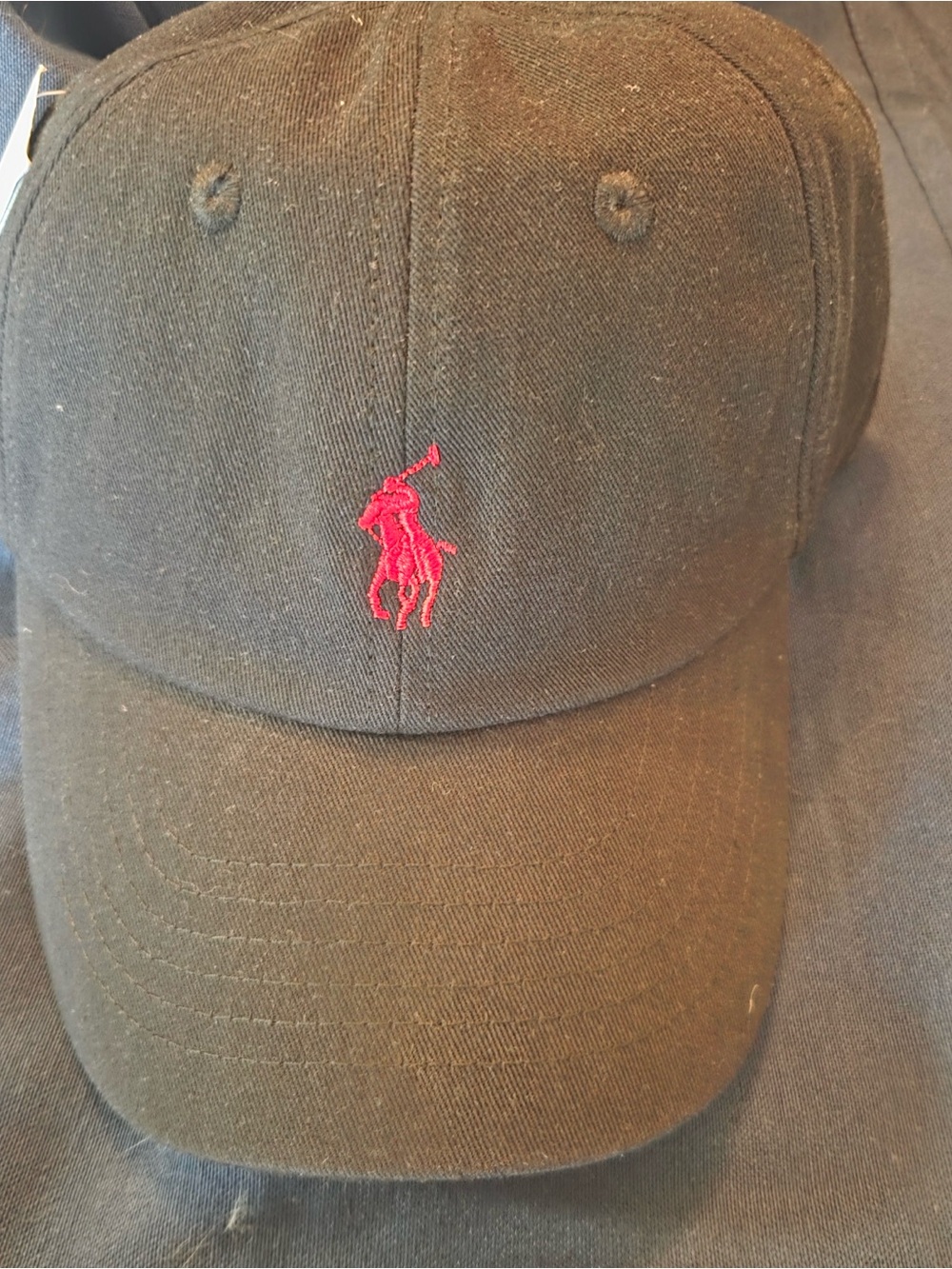 Polo by Ralph Lauren Black Baseball Cap with Red Stitching - Picture 5 of 6